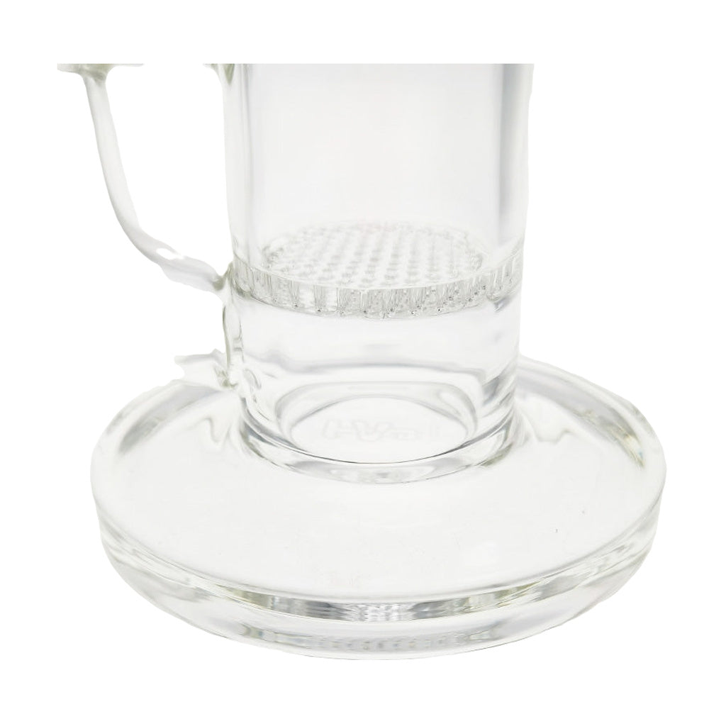 Close-up of TAG 9.5" Bent Neck Dab Rig with Honeycomb Percolator and Clear Glass