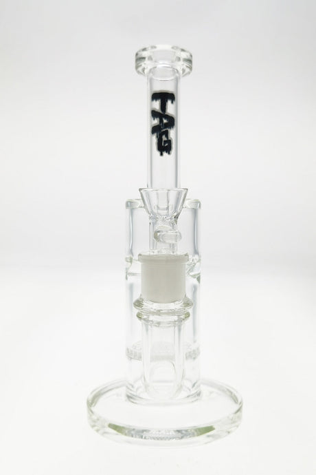 TAG 9.5" Bent Neck Dab Rig with Honeycomb Percolator and Spinning Splashguard, Front View