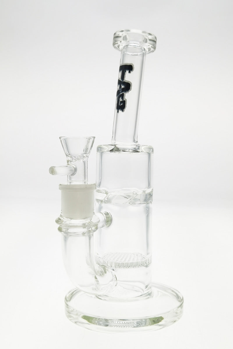 TAG 9.5" Bent Neck Dab Rig with Honeycomb Percolator and Spinning Splashguard