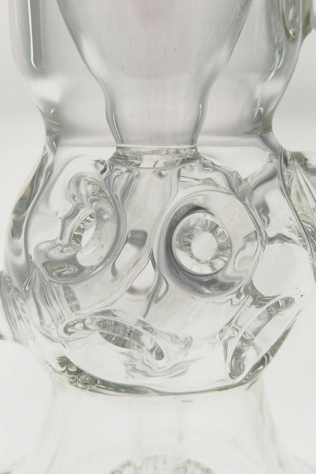 Close-up of TAG 9.5" Faberge Egg Klein Recycler's bellow base with intricate design