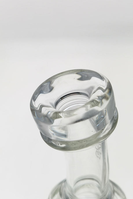 Close-up of TAG 9.5" Faberge Egg Klein Recycler's 14MM Female joint with bellow base design