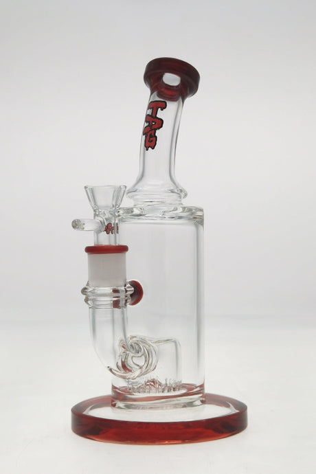 TAG 9.5" Fixed Super Slit Showerhead Froth Diffuser Bong Front View with Red Accents