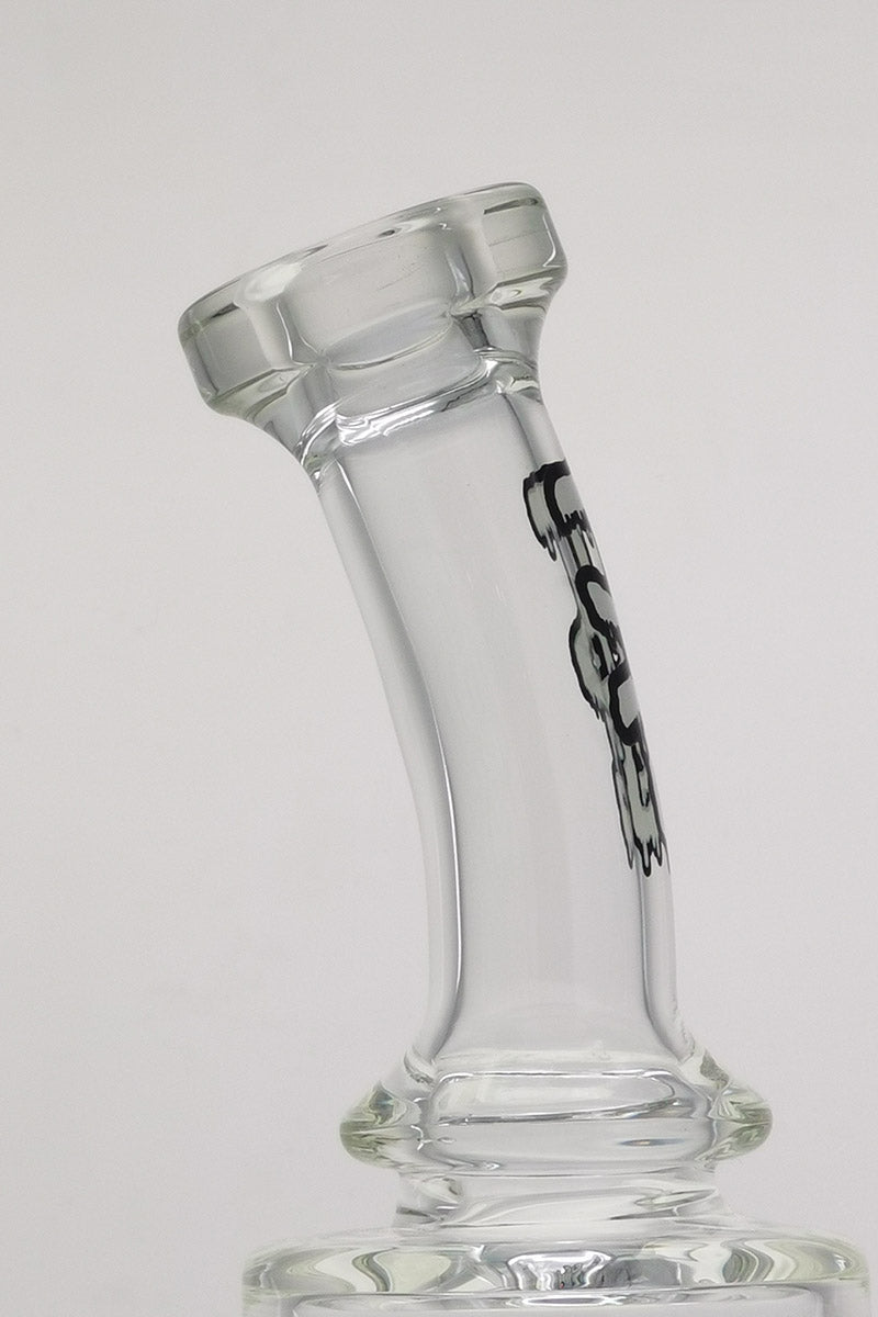 TAG 9.5" Fixed Super Slit Showerhead Froth Diffuser Bong, Clear Glass, Side View