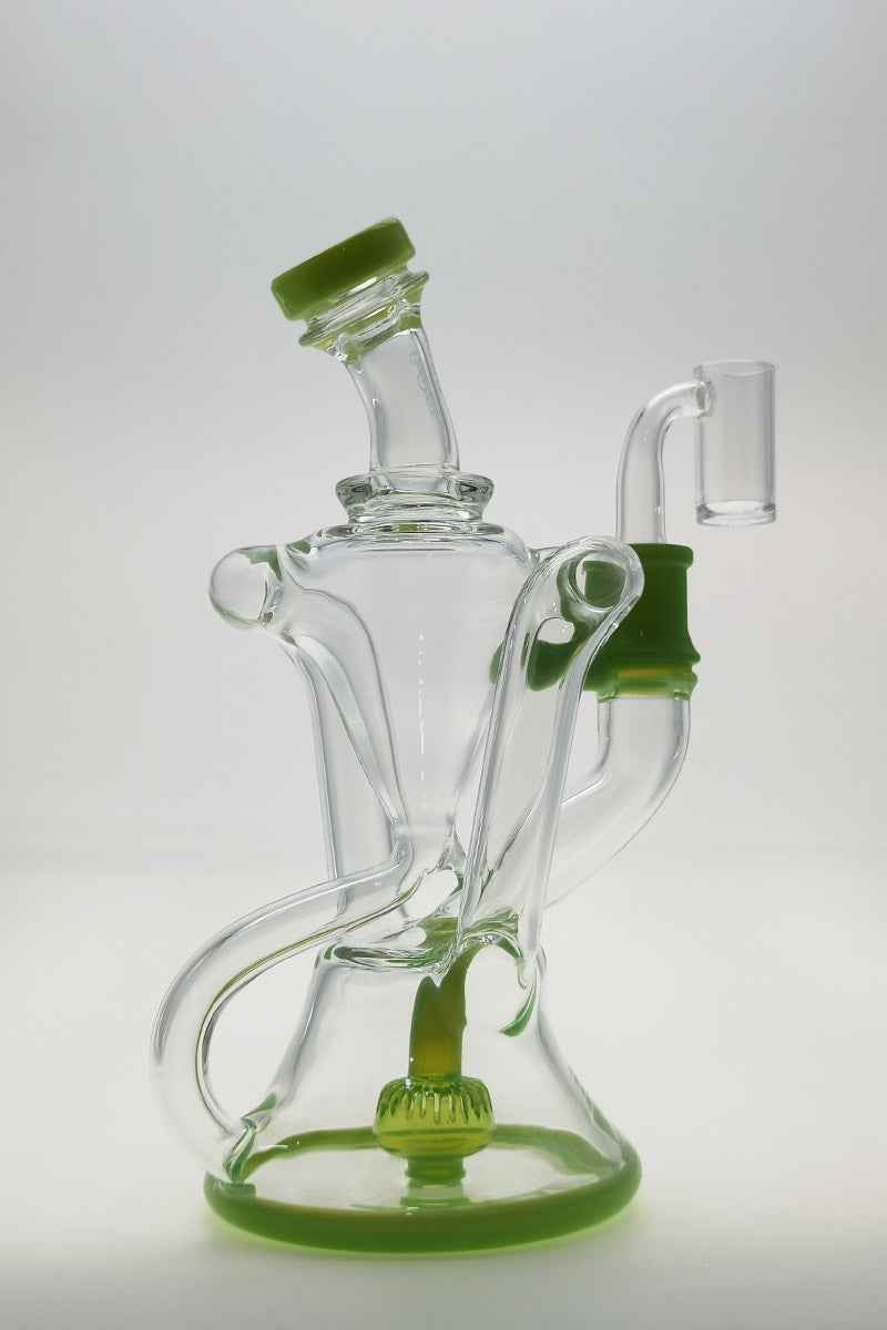 Thick Ass Glass 9.5" Quartz Donut Recycler Dab Rig with Dual Arms, 14MM Female, Front View