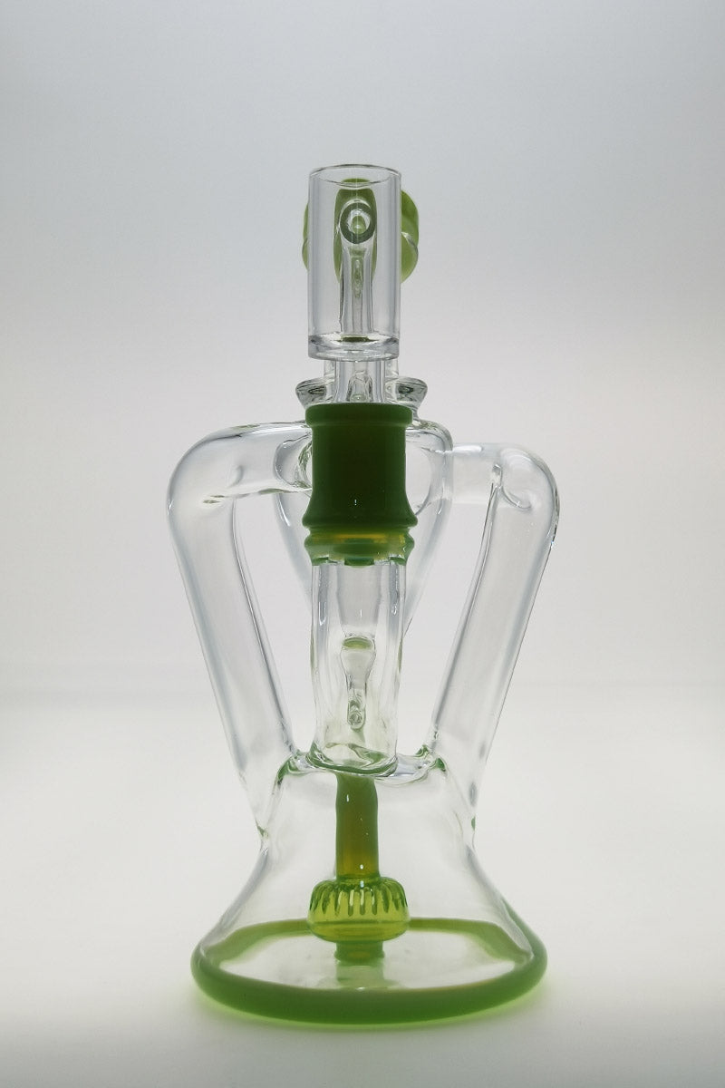 Thick Ass Glass 9.5" Quartz Donut Recycler Dab Rig with Dual Arm Percolator - Front View