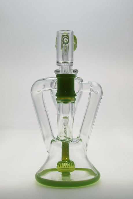Thick Ass Glass 9.5" Quartz Donut Recycler Dab Rig with Dual Arm Percolator - Front View