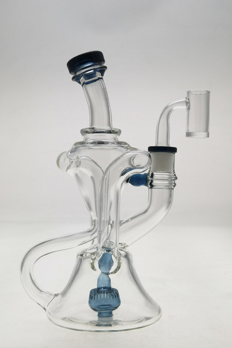 TAG 9.5" Super Slit Donut Dual Arm Recycler with in-line percolator, 14MM female joint, front view