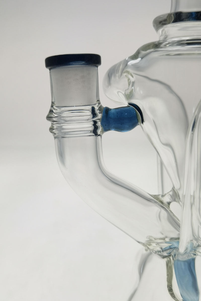 Close-up view of Thick Ass Glass 9.5" Quartz Donut Recycler with Dual Arm and 14MM Female Joint