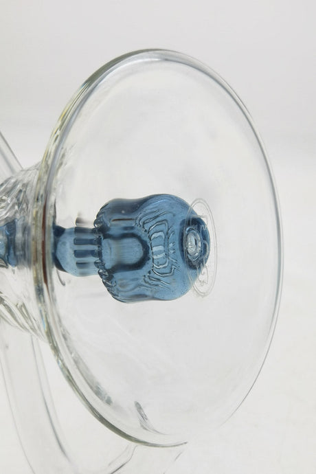 Close-up of Thick Ass Glass 9.5" Quartz Recycler with blue in-line percolator and 14MM female joint