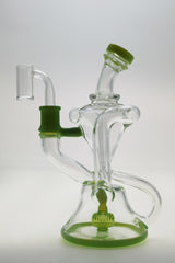 Thick Ass Glass 9.5" Quartz Super Slit Donut Recycler, Dual Arm, 14MM Female Joint, front view