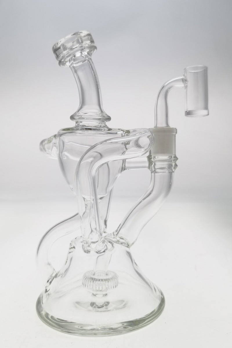 Thick Ass Glass 9.5" Quartz Recycler Dab Rig with Dual Arm & Super Slit Donut, 14MM Female Joint