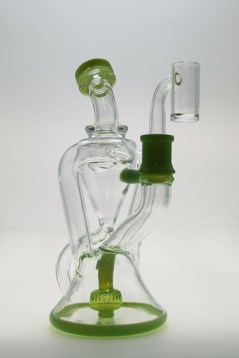 Thick Ass Glass 9.5" Quartz Super Slit Donut Recycler Dab Rig with Dual Arm, 14MM Female Joint