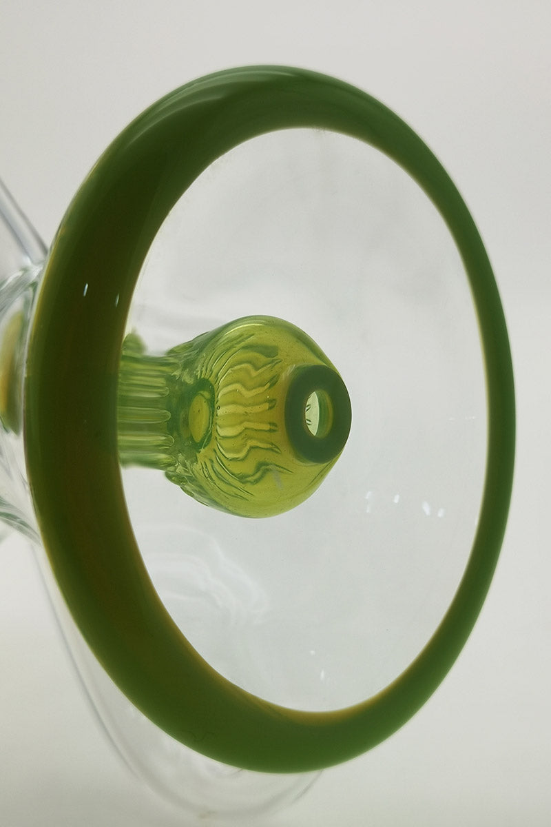 Close-up view of TAG 9.5" Super Slit Donut Dual Arm Recycler's in-line percolator and joint