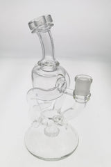 Thick Ass Glass 9.5" Quartz Donut Recycler, Dual Arm, 14MM Female Joint, In-Line Percolator, Angled View