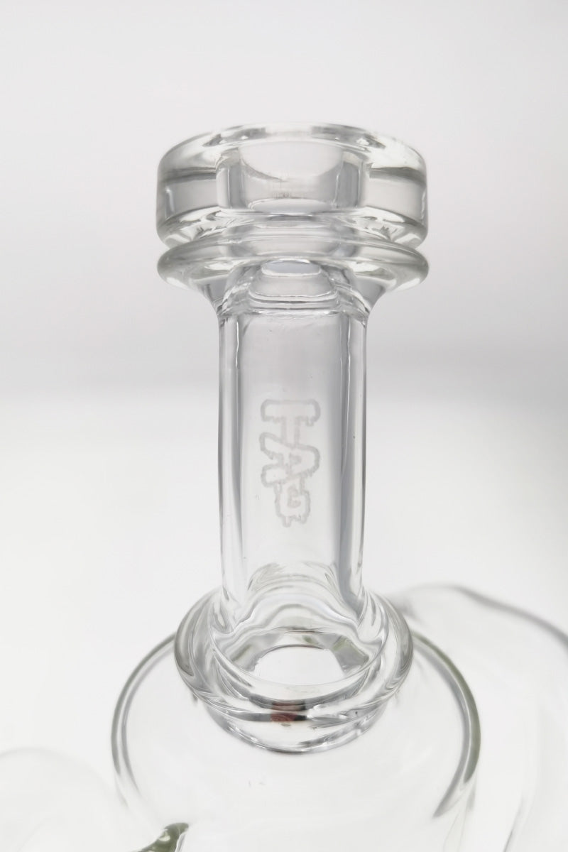 Close-up of TAG 9.5" Super Slit Donut Dual Arm Recycler with 14MM Female Joint