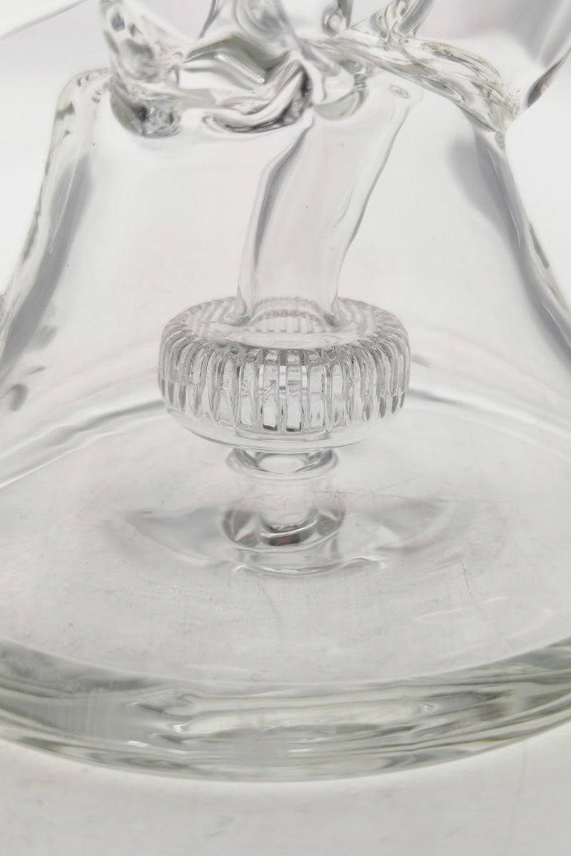 Close-up of TAG 9.5" Super Slit Donut Dual Arm Recycler's in-line percolator and clear glass design.