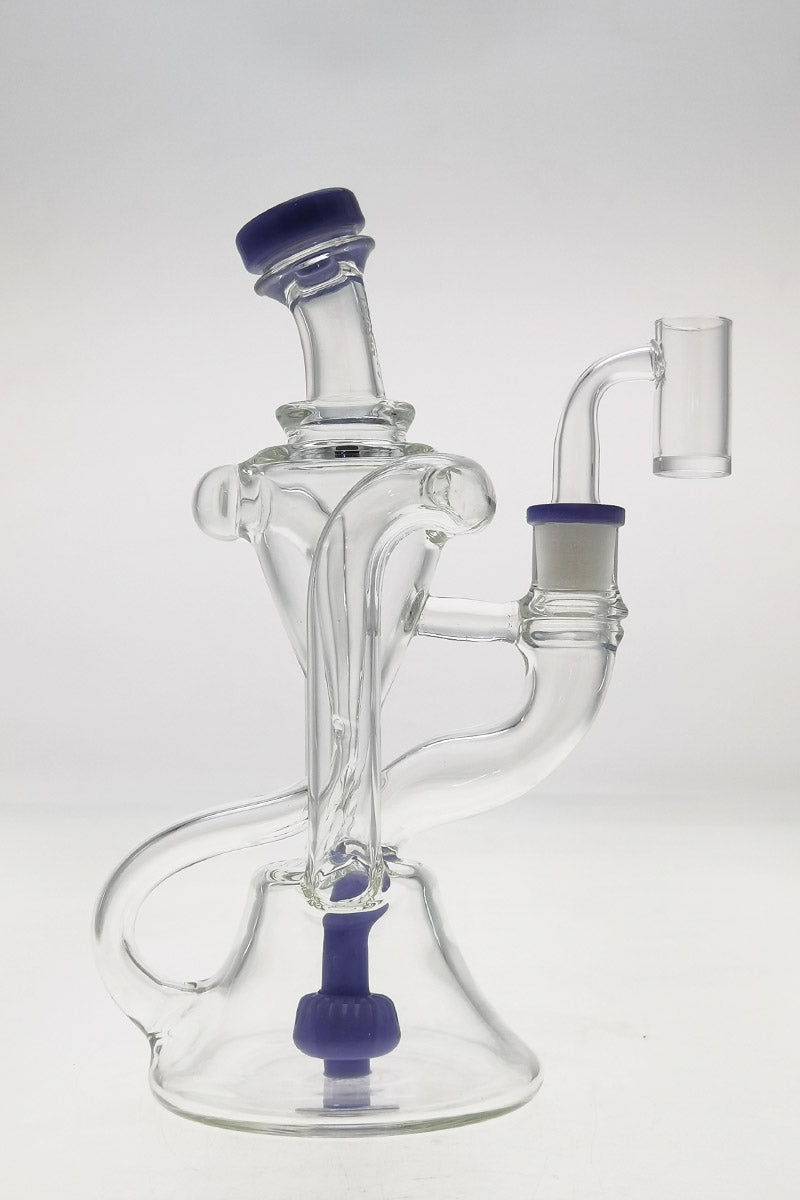 Thick Ass Glass 9.5" Quartz Recycler Dab Rig with Super Slit Donut and Dual Arm Design - Front View