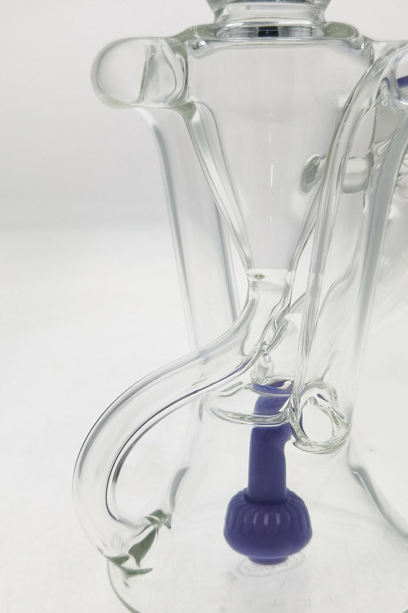 TAG 9.5" Super Slit Donut Dual Arm Recycler, 14MM Female Joint, Side View on White