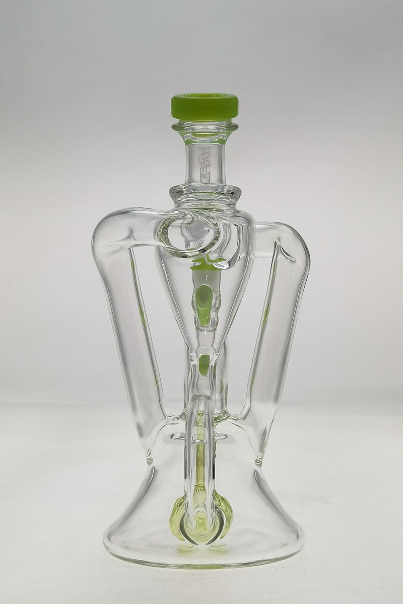 TAG 9.5" Super Slit Donut Dual Arm Recycler with 14MM Female joint, front view on white background