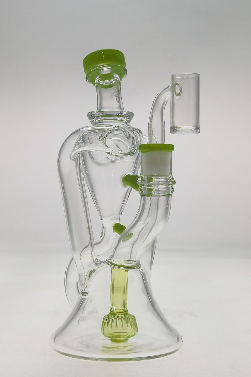 Thick Ass Glass 9.5" Quartz Recycler with Super Slit Donut Design and Dual Arm, 14MM Female Joint
