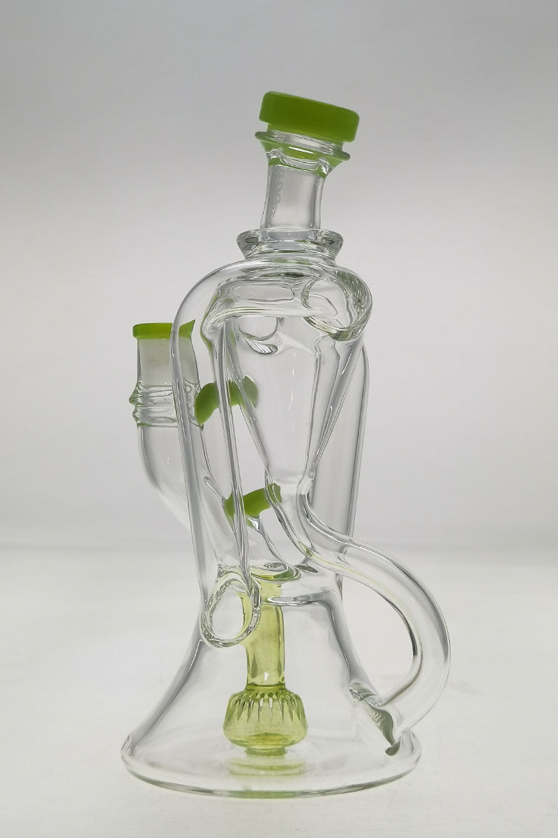 Thick Ass Glass 9.5" Quartz Recycler Dab Rig with Super Slit Donut and Dual Arm, Front View