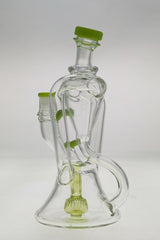 Thick Ass Glass 9.5" Quartz Recycler Dab Rig with Super Slit Donut and Dual Arm, Front View