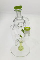 Thick Ass Glass 9.5" Quartz Donut Recycler Dab Rig with Dual Arm and 14MM Female Joint, Angled View