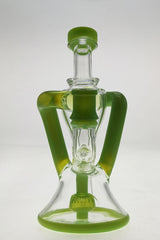 TAG 9.5" Super Slit Donut Dual Arm Recycler in Green, 14MM Female Joint, Front View