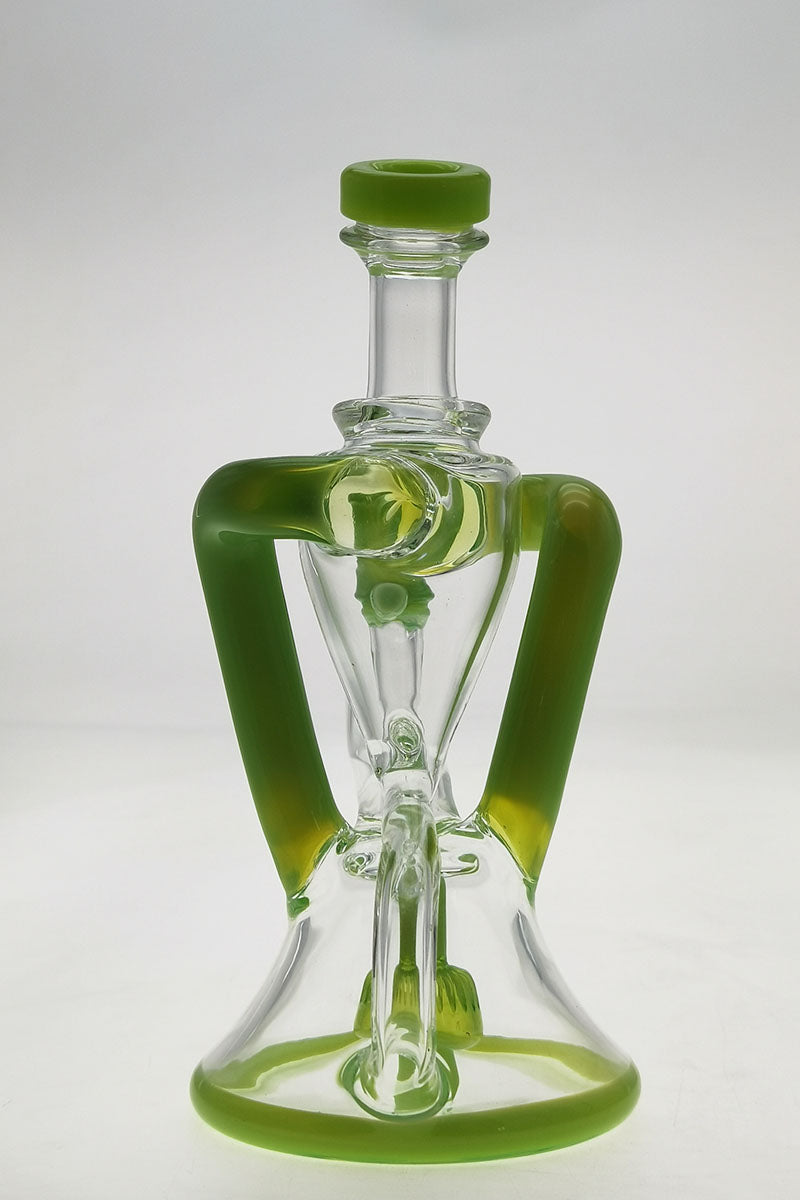 Thick Ass Glass 9.5" Quartz Donut Recycler Dab Rig with Dual Arm, 14MM Female Joint, Front View