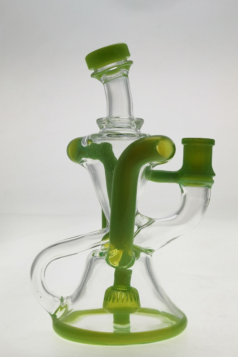 Thick Ass Glass 9.5" Quartz Donut Recycler, Dual Arm, 14MM Female, In-Line Perc, Front View