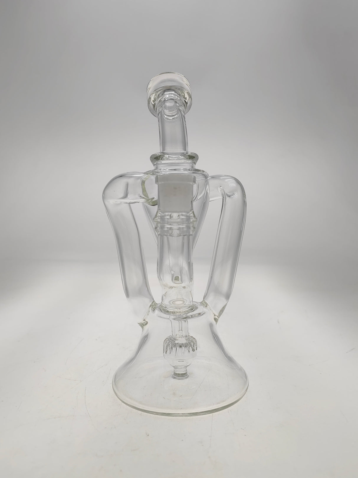 Thick Ass Glass 9.5" Quartz Donut Recycler Dab Rig with Dual Arm - 14MM Female, Front View