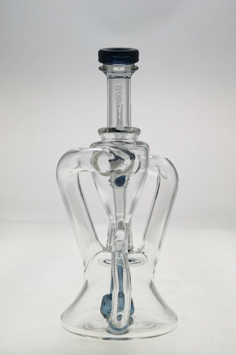 Thick Ass Glass 9.5" Quartz Super Slit Donut Recycler Dab Rig, Dual Arm, 14MM Female Joint, Front View