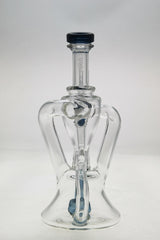Thick Ass Glass 9.5" Quartz Super Slit Donut Recycler Dab Rig, Dual Arm, 14MM Female Joint, Front View
