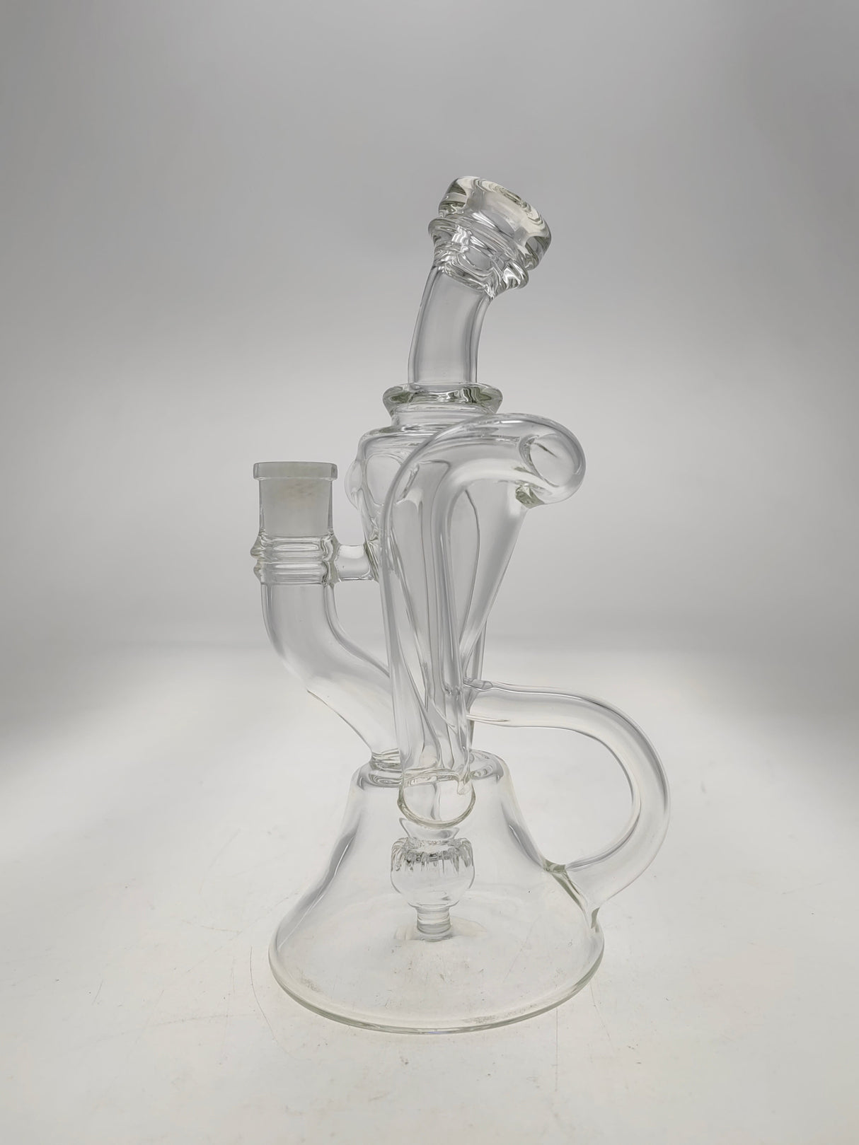 Thick Ass Glass 9.5" Quartz Donut Recycler Dab Rig with In-Line Percolator, Front View