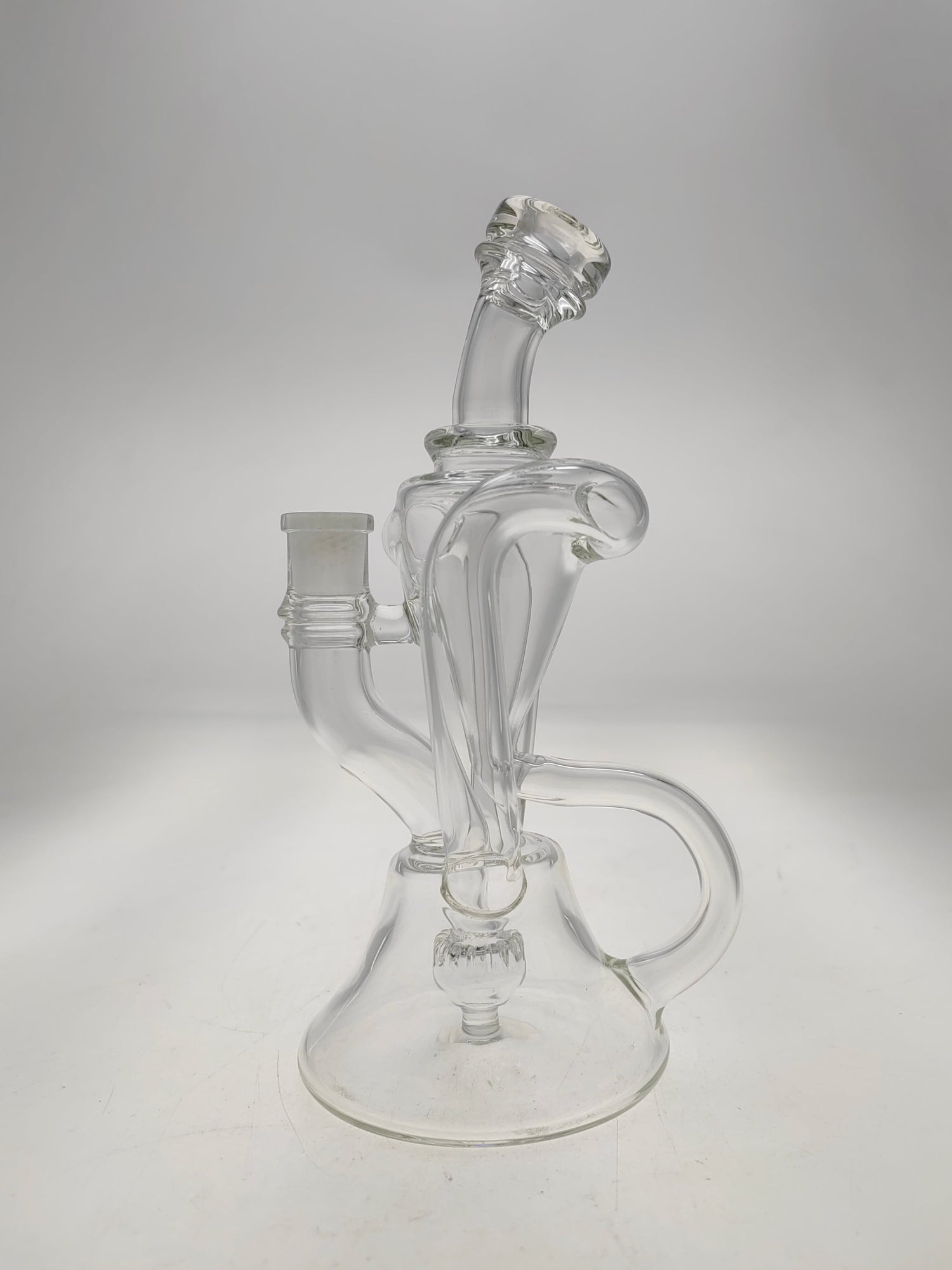Thick Ass Glass 9.5" Quartz Donut Recycler Dab Rig with In-Line Percolator, Front View