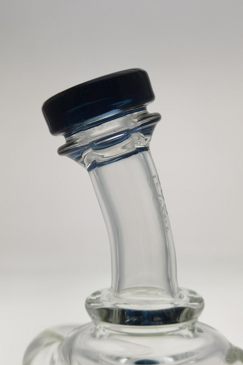 Close-up of Thick Ass Glass Quartz Recycler with Super Slit Donut and Dual Arm, 14MM Female Joint