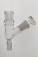 TAG - Clear Glass Adapter for Vaporizers, 10MM Carb, Female to Male Joint, Angled View