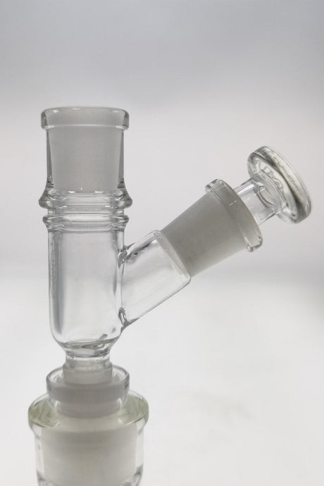 TAG 10MM Female to 14MM/18MM Male Adapter for Vaporizers, Clear Glass, Angled View