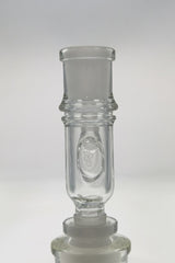 TAG - Clear Glass Vaporizer Adapter with 10MM Carb, Female to Male Joint, Front View