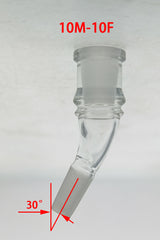 TAG 30 Degree Angle Adapter, 10MM Male to 10MM Female, Clear Quartz, Side View