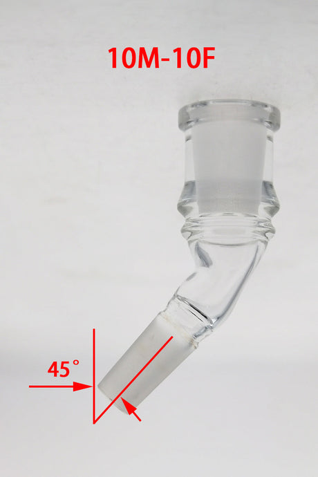 TAG 45 Degree Angle Adapter, 10MM Male to 10MM Female, Clear Quartz, Side View