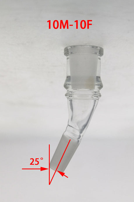 TAG 25 Degree Angle Adapter, 10MM Male to 10MM Female, Clear Quartz, Side View