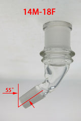 TAG 55 Degree Angle Adapter, 14MM Male to 18MM Female, Clear Quartz, Side View