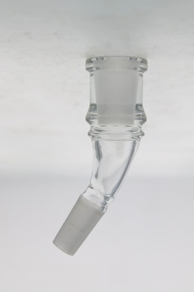 TAG Quartz Angle Adapter for Bongs, Clear Glass with Male-Female Joint, Side View