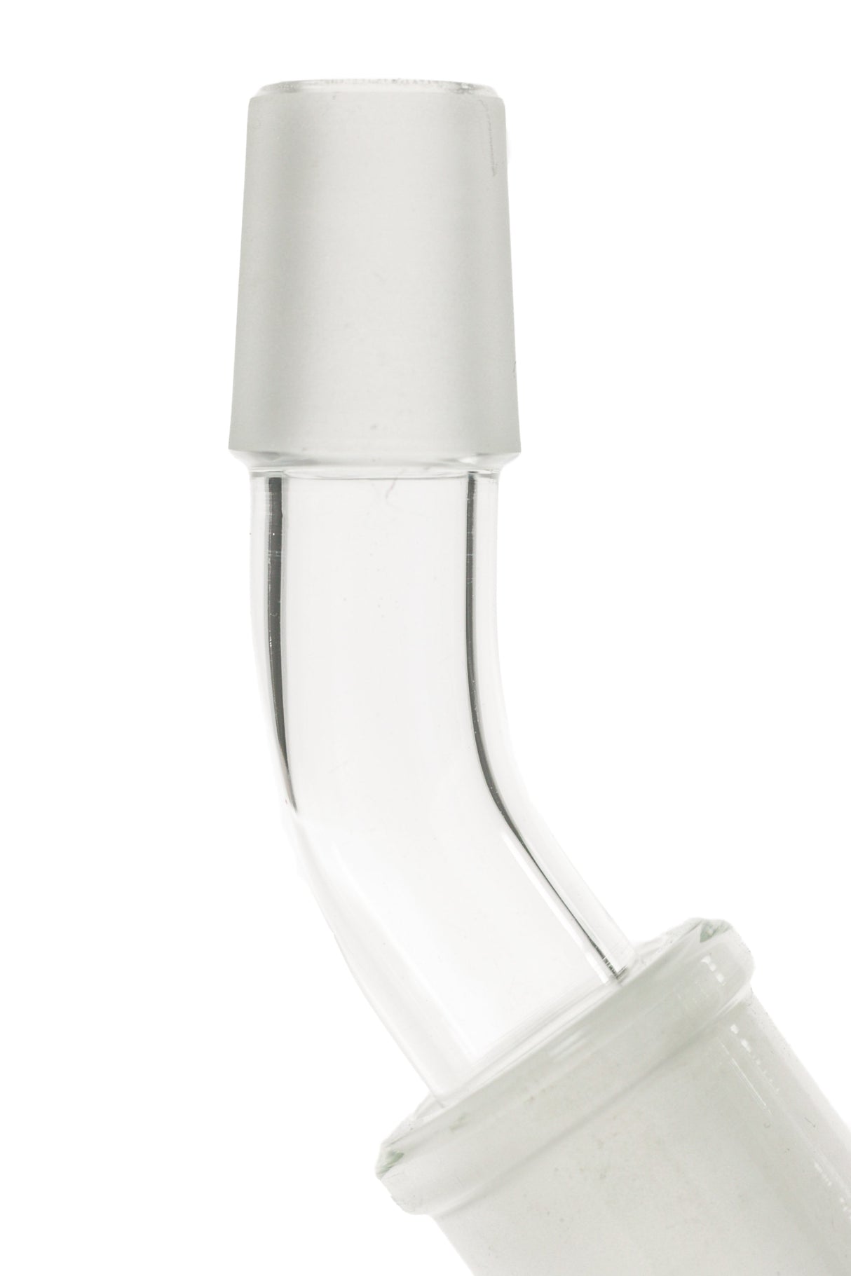 TAG - Thick Ass Glass Angle Adapter for Bongs, Clear Quartz, Close-up Side View