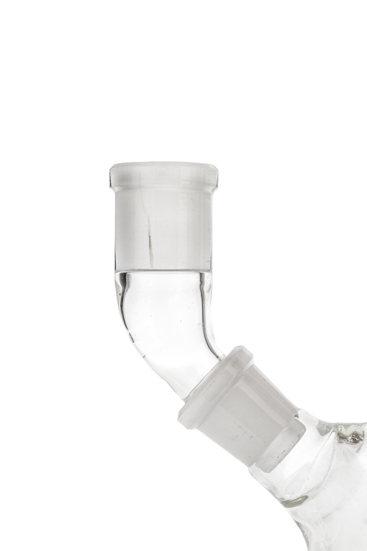 TAG Quartz Angle Adapter for Bongs, Clear Close-up Side View, Versatile Joint Sizes