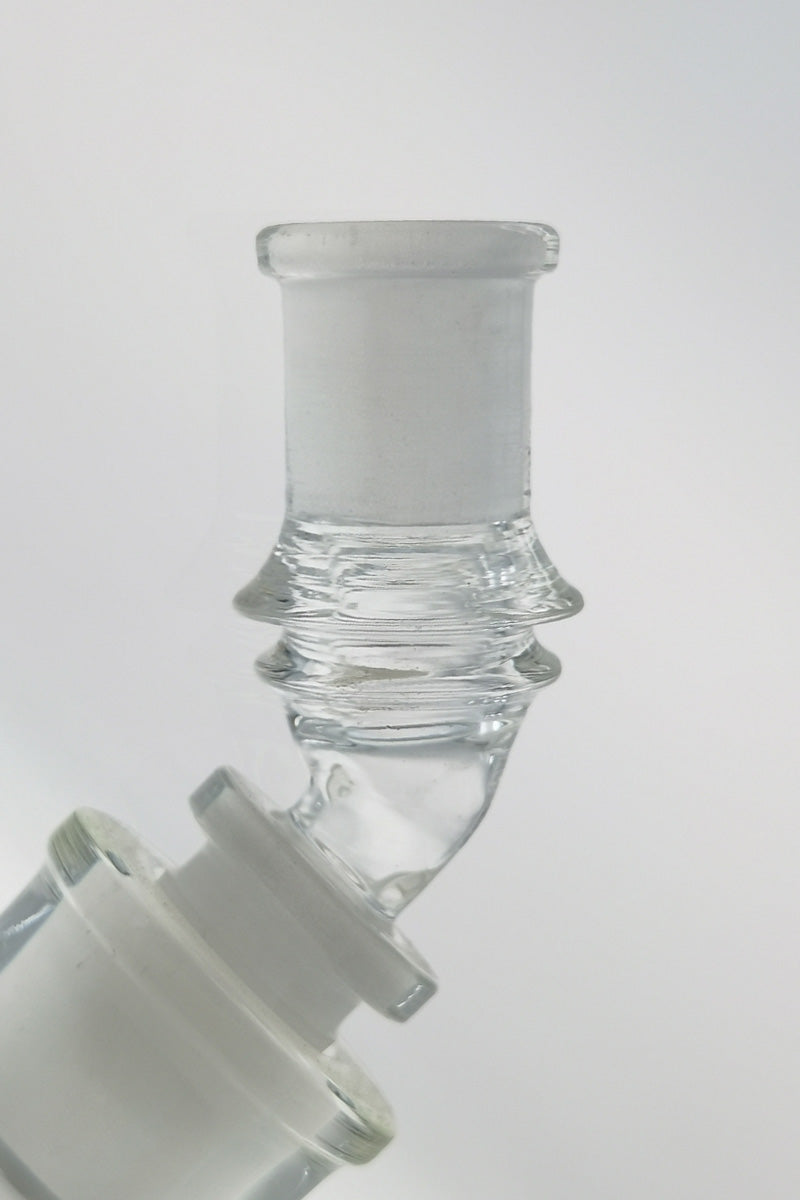 TAG Quartz Angle Adapter for Bongs, Clear Close-up Side View on White Background