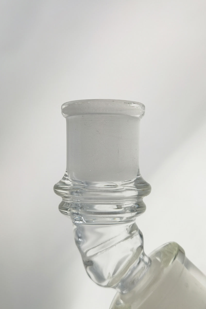 TAG 30 Degree Angle Adapter, 18MM Male to Female, Clear Quartz, Side View for Bongs