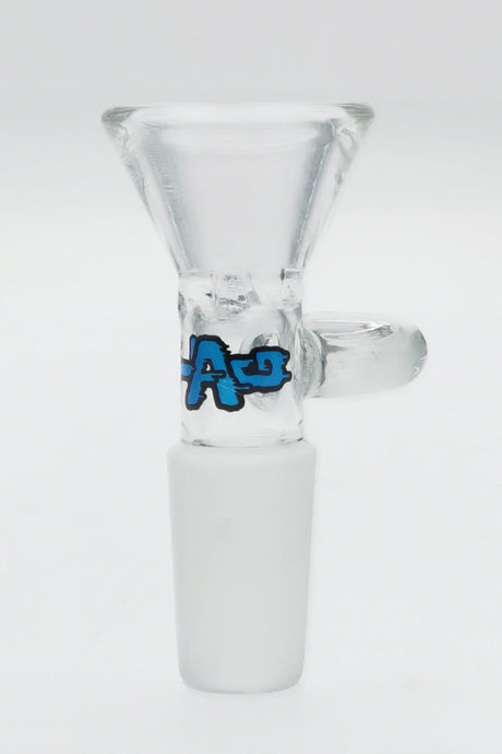 TAG 14MM Male Wavy Blue Label Clear Bong Bowl with Built-In Screen and Handle