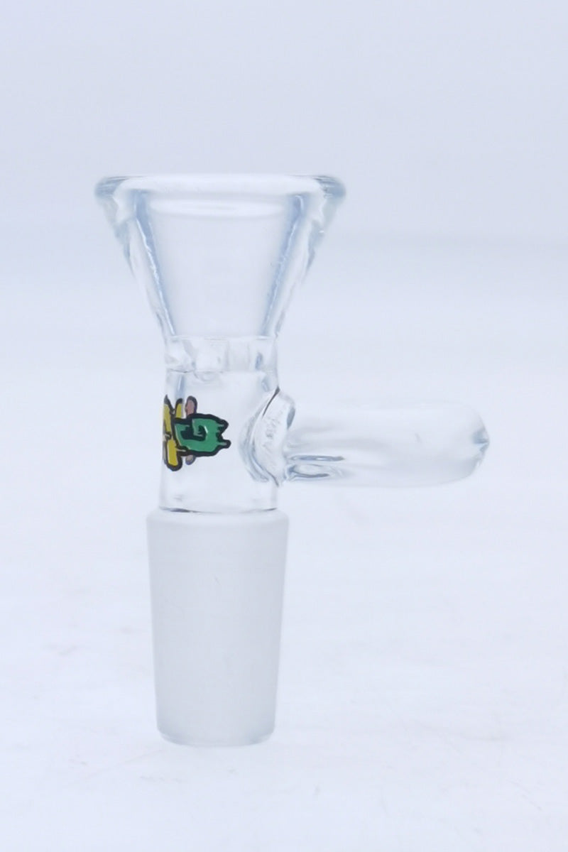 TAG Rasta Color Glass Bong Bowl with Built-In Screen and Handle, Front View